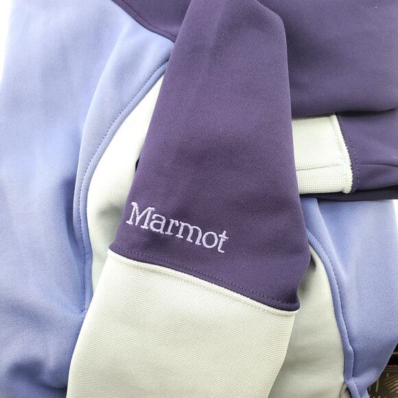 Marmot Women's HighNeck Blue ColorBlock Pullover Sweater Pockets Drawstring XS - Picture 11 of 12